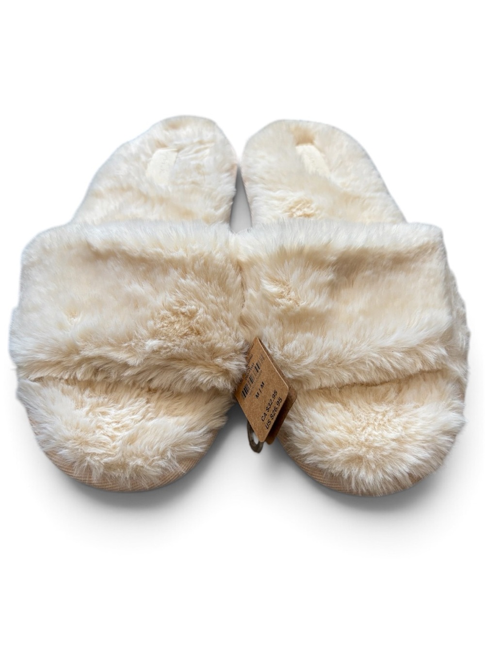 PINK by Victoria’s Secret White Fuzzy Slipper Slides NWT — M